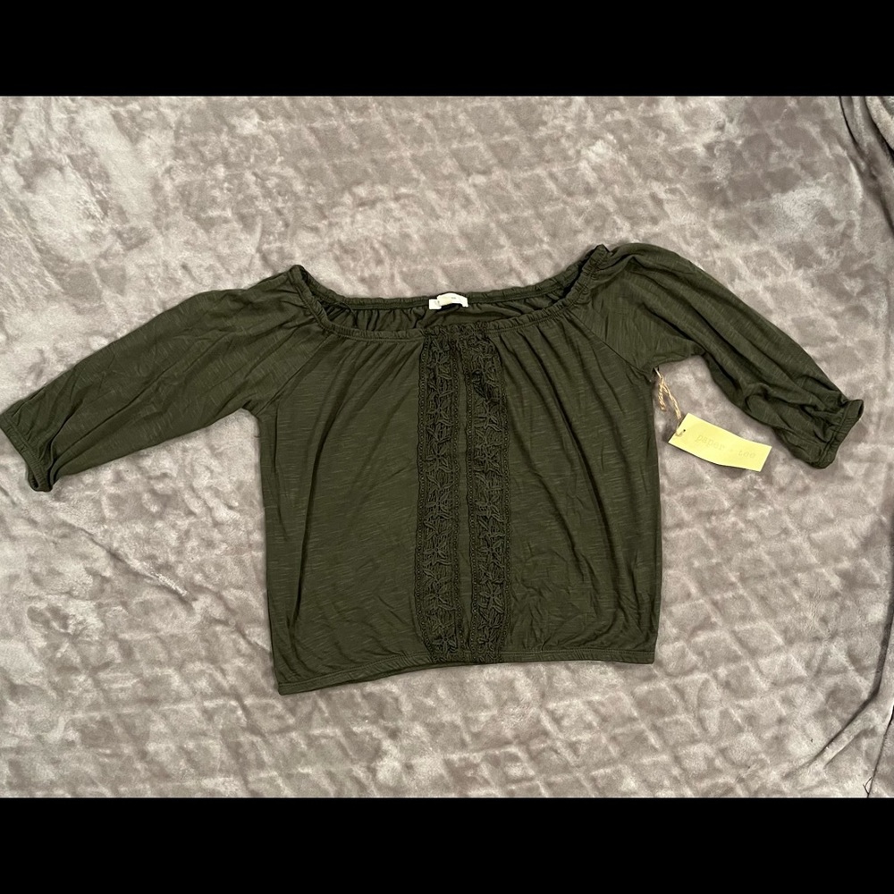 Olive green off shoulder top